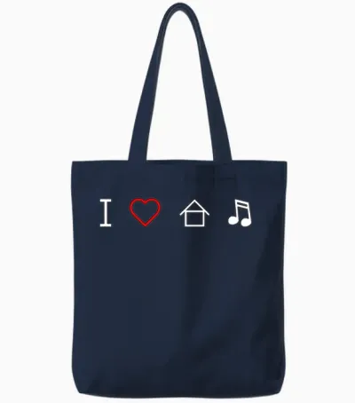 I Love House Music Tote Bags - Navy