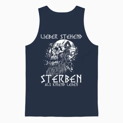 T-Shirt "lieber Stehend Sterben Als Kniend Leben Tattoo" German Rock Unisex Tank Top - Navy