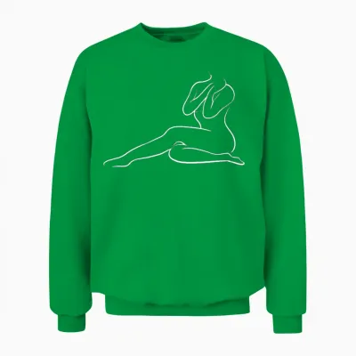 Outline Nude Portrait Oneline One Line Feminism Unisex Sweatshirt - Irish Green