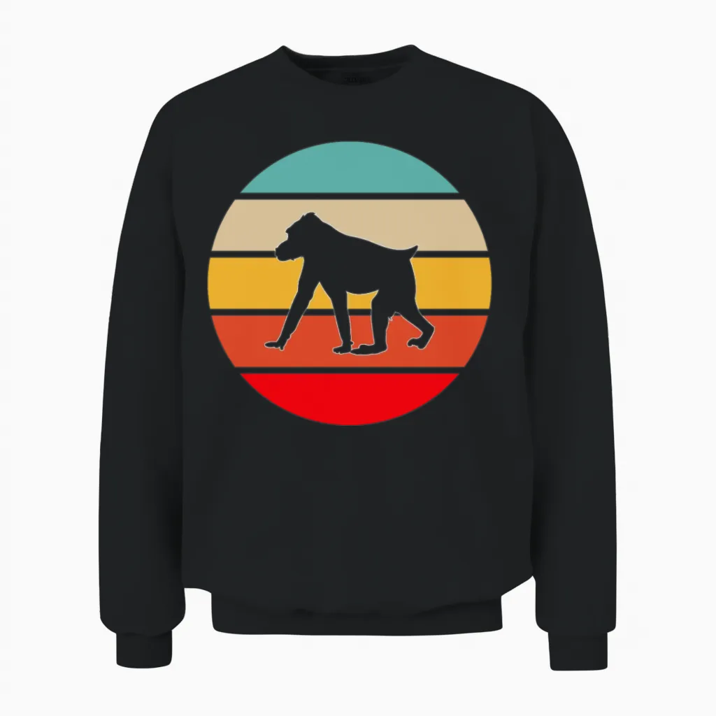 Monkey Retro Unisex Sweatshirt in Black
