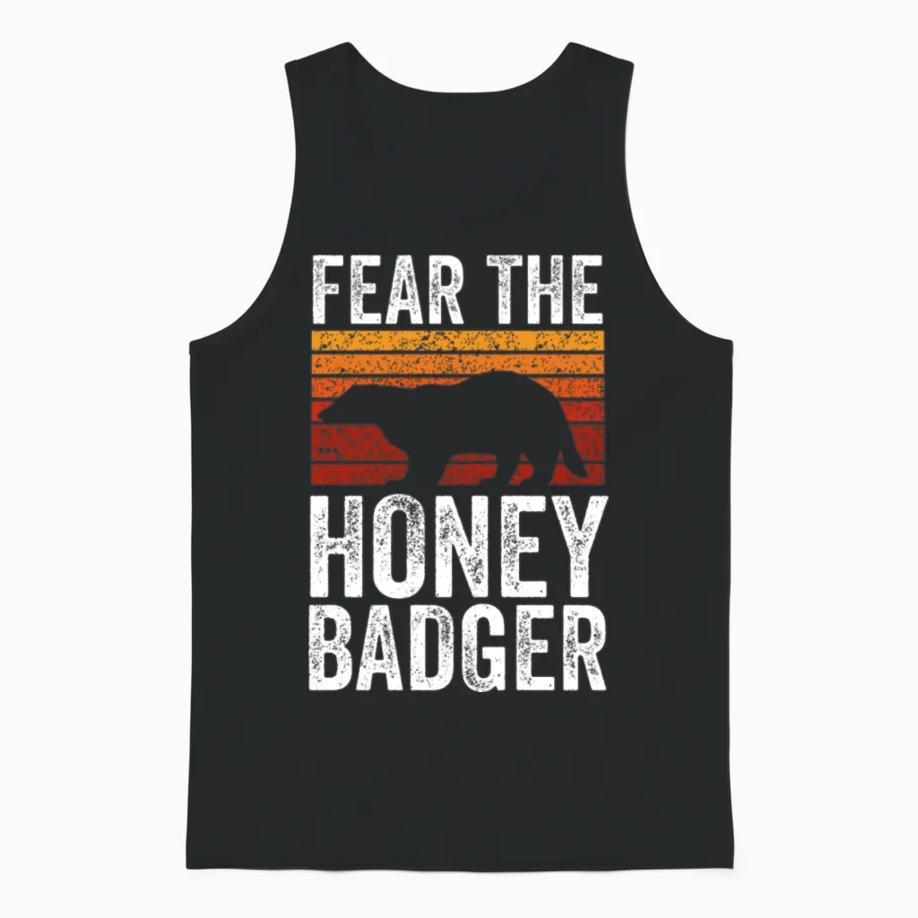Retro Fear the Honey Badger Unisex Tank Top - Black