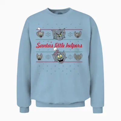 Tom and Jerry Ugly X-Mas Santa's Little Helpers Unisex Sweatshirt - Light Blue