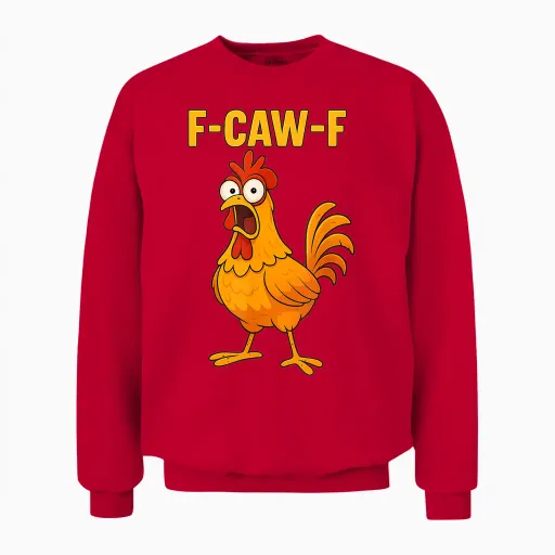 Funny Chicken F-Caw-F Cartoon Fcawf Unisex Sweatshirt - Red