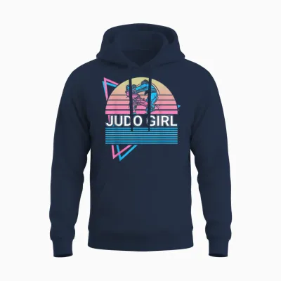 Judo Girls' Martial Arts Retro T-Shirt, Black Unisex Hoodie - Navy