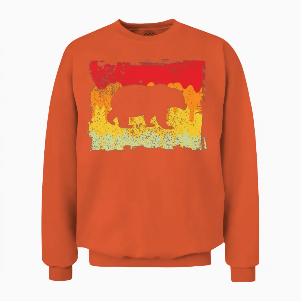 Bear Retro Wildlife Unisex Sweatshirt in Orange