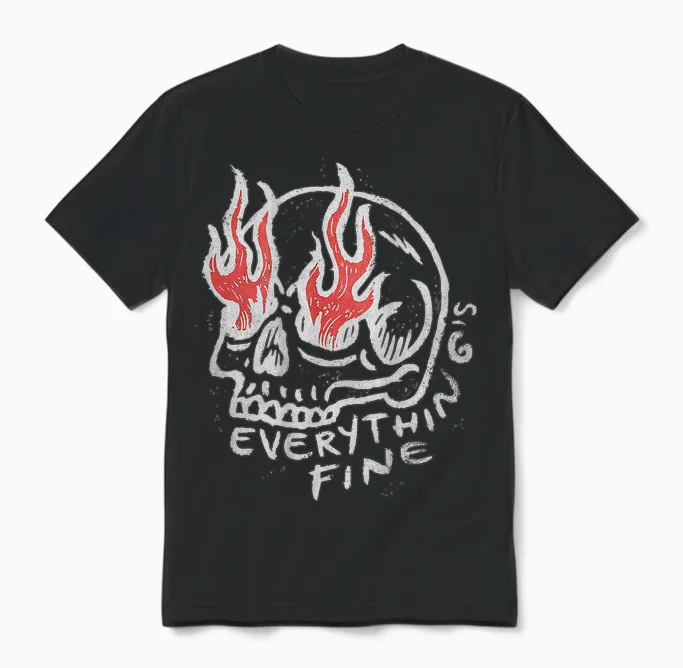 Backprint Streetwear Mode Vintage Damen Herren Schädel Skull Unisex T-Shirt in Black