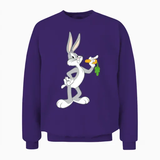 Looney Tunes Bugs Bunny Pose Carrot Unisex Sweatshirt in Purple