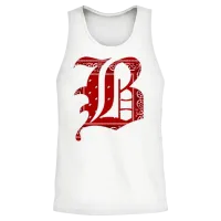 Capital B Red Bandana Blood Piru Gangster Brim Unisex Tank Top - White – 2