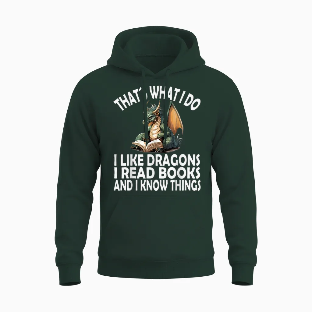 Das Mache Ich, Ich Mag Drachen, Ich Lese Bücher, Lustiger Drache Unisex Hoodie in Forest