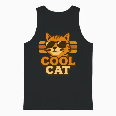 Cool Cat Retro Unisex Tank Top - Black