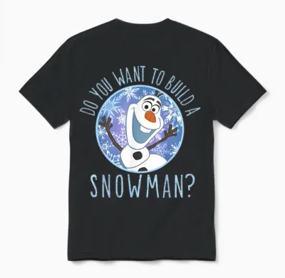 Disney Frozen Olaf Do You Want to Build a Snowman Unisex T-Shirt - Black