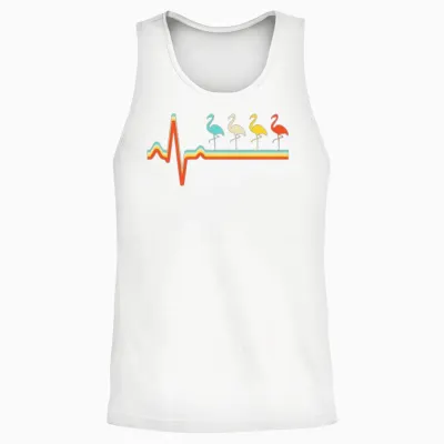 Flamingo Retro Heartbeat Unisex Tank Top - White