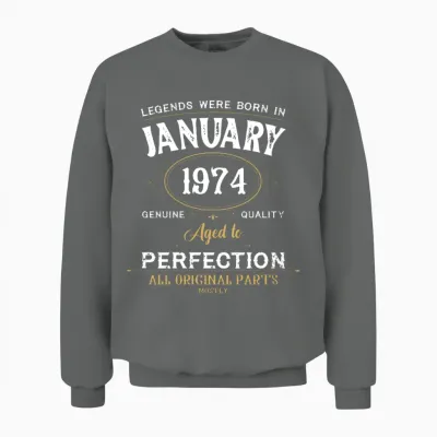 Legends Were Born in January 1974 Unisex Sweatshirt - Graphite Heather