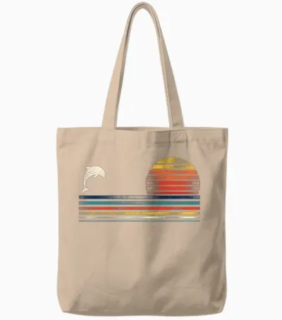 Dolphin Retro Vintage Tote Bags - Natural