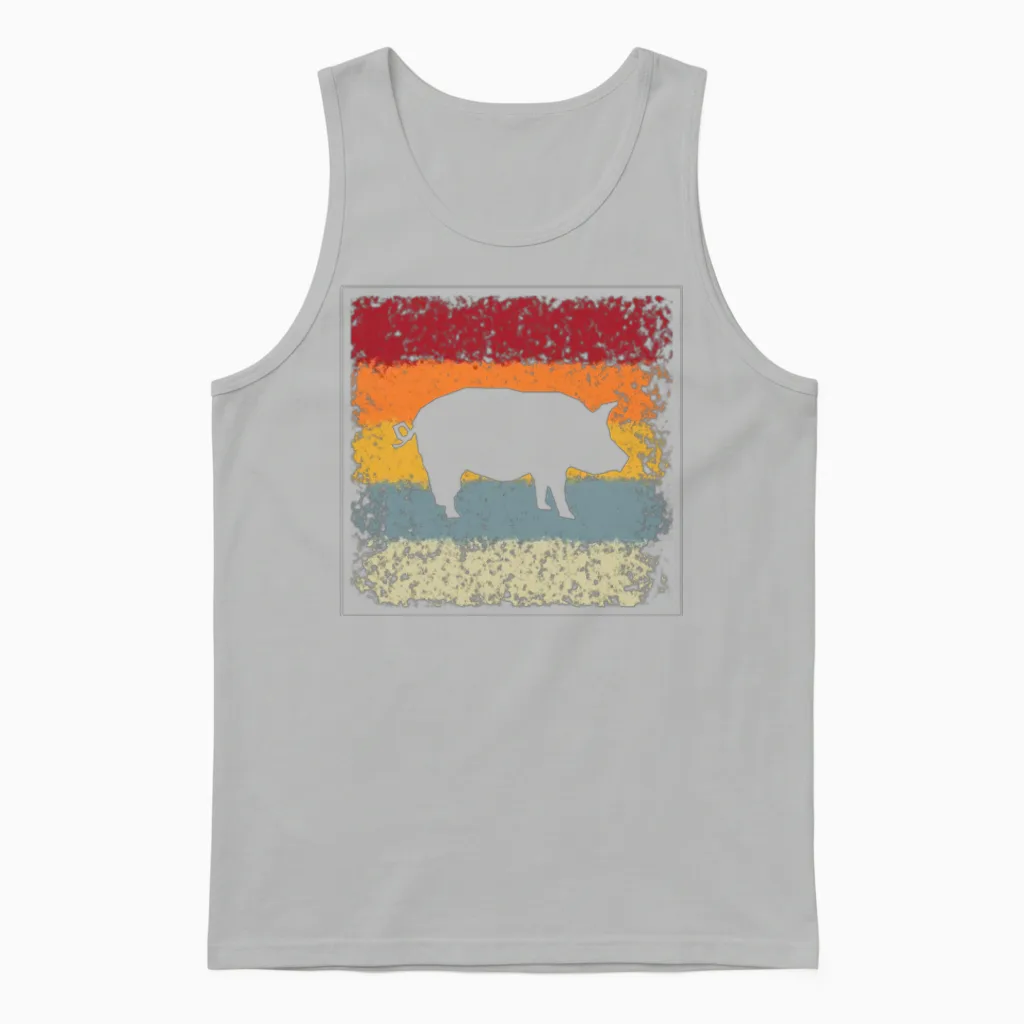 Pig Retro - Farm & Country Unisex Tank Top in Ash