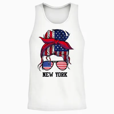 Bandana Scarf Sunglasses Girl New York T-Shirt, White, S Unisex Tank Top - White