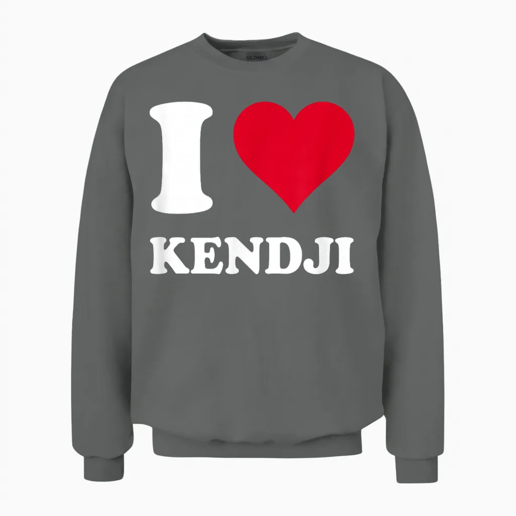 Red Heart I Love Kendji T-Shirt, Black, S Unisex Sweatshirt in Graphite Heather
