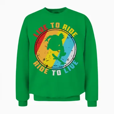 Retro Skate Skateboard Skateboarding Unisex Sweatshirt - Irish Green