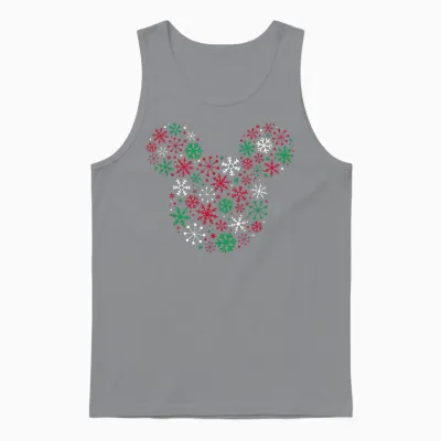 Disney Mickey Mouse Icon Holiday Snowflakes T-Shirt Small Unisex Tank Top - Sport Grey