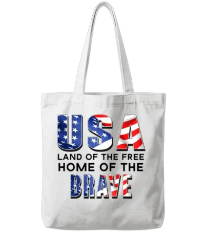 Usa Land of the Free Home of the Brave B Shadow Tote Bags - White