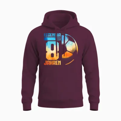Kids 8th Birthday Retro Football Player 8 Years Boy Kids T-Shirt, Black Unisex Hoodie - Maroon