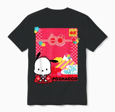 Pochacco Sanrio 60th Unisex T-Shirt - Black