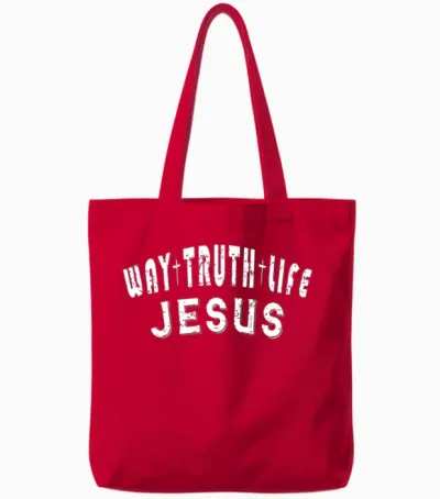 Jesus Way Truth Life Christian Bible Inspired Tote Bags - Red