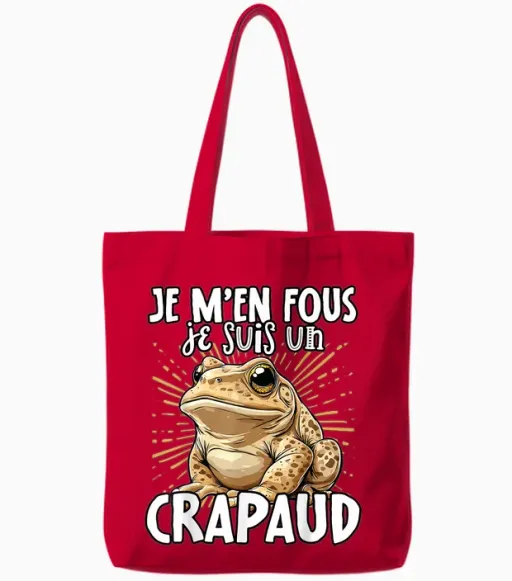 Je M'en Fous Je Suis Un Toad - Cute Toad T-Shirt, Black, S Tote Bags in Red
