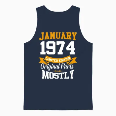 January 1974 Limited Edition Birthday Present Unisex Tank Top - Navy