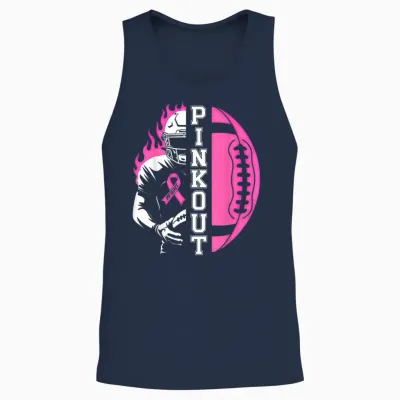 Football Pink Out Team Breast Cancer Unisex Tank Top - Navy