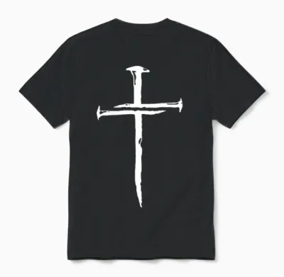 Modern Christian Faith Apparel Gifts Christian Minimalist Religious Jesus Christ Three Nails Cross Unisex T-Shirt - Black