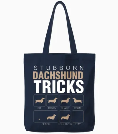 Stubborn Dachshund Tricks Tote Bags - Navy