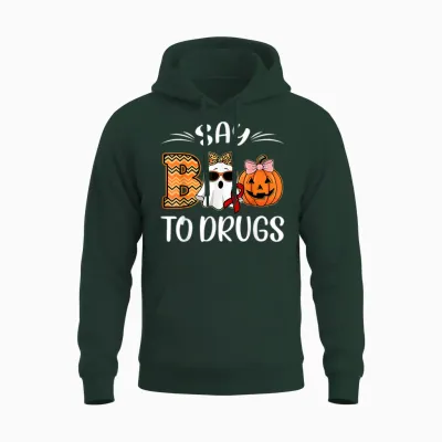 Say Boo to Drugs Red Ribbon Week Awareness Funny Halloween Unisex Hoodie - Forest