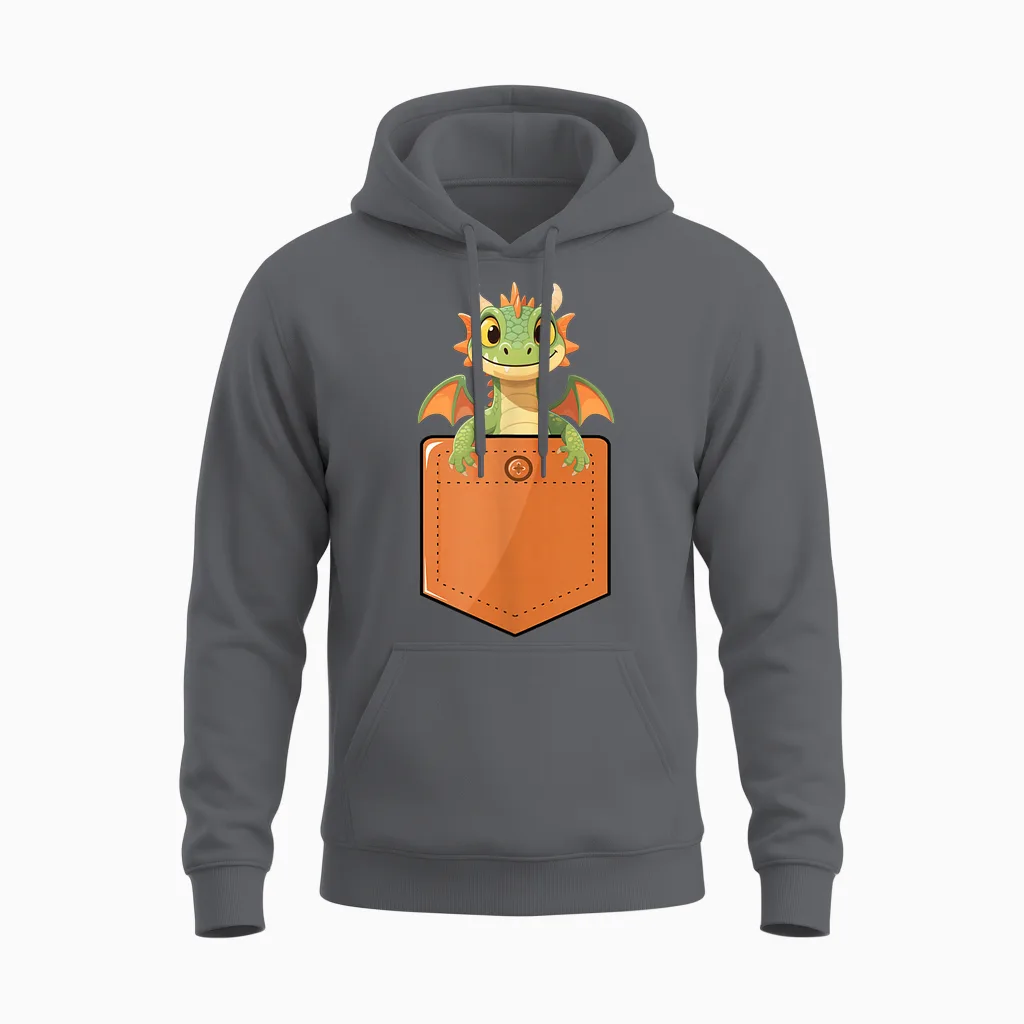 Drache in Einer Tasche, Süßer Baby-Drache Unisex Hoodie in Charcoal
