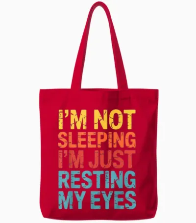 Drôle Blague Maman Papa Ne Dort Pas Je Repose Mes Yeux Tote Bags - Red