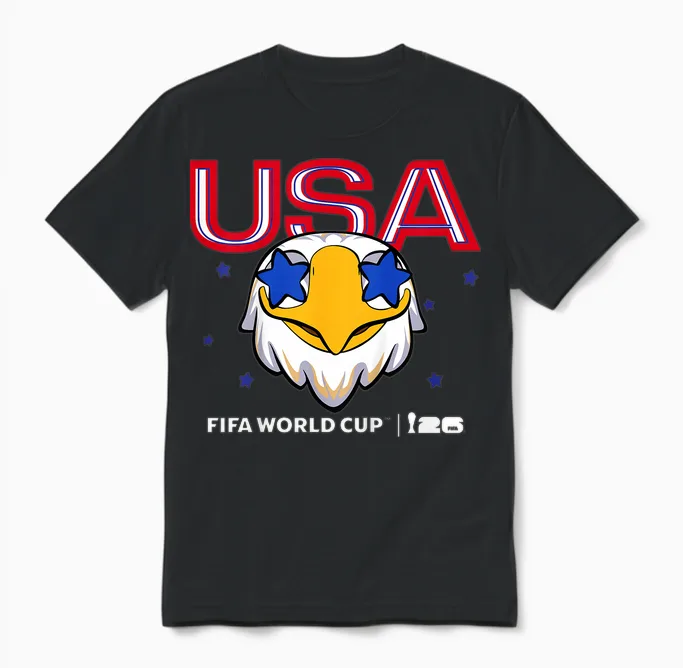Enfant Fifa World Cup26 Usa Mascotte Stars Unisex T-Shirt in Black
