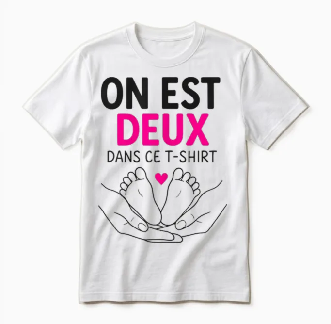 Pregnancy Announcement One Is Two in This Unisex T-Shirt in White