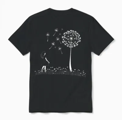 Mädchen Mit Pusteblume Unisex T-Shirt - Black