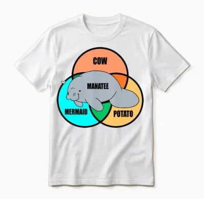Manatee Funny Unisex T-Shirt - White