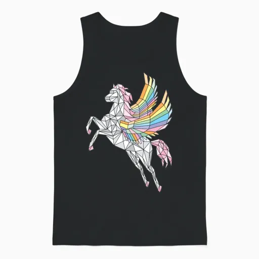 Geometric Pegasus (rainbow) - Pride Unisex Tank Top in Black