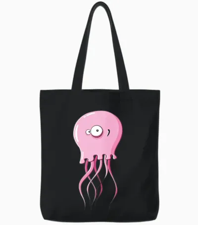 Cartoons-Funny-Jellyfish Tote Bags - Black