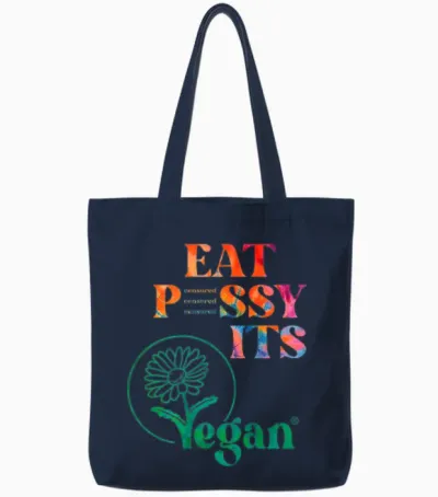 Eat Pssy Its Vegan X Retro Edition Vegan Censored Back Tote Bags - Navy