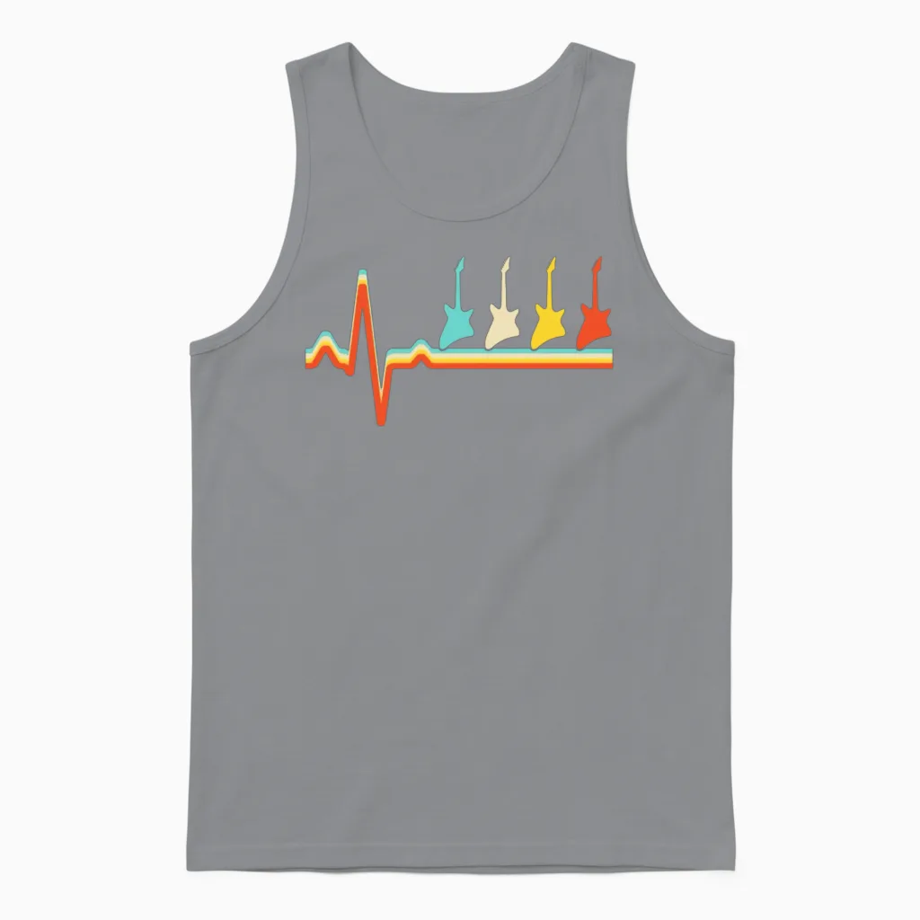 Rock Retro Heartbeat Unisex Tank Top in Sport Grey