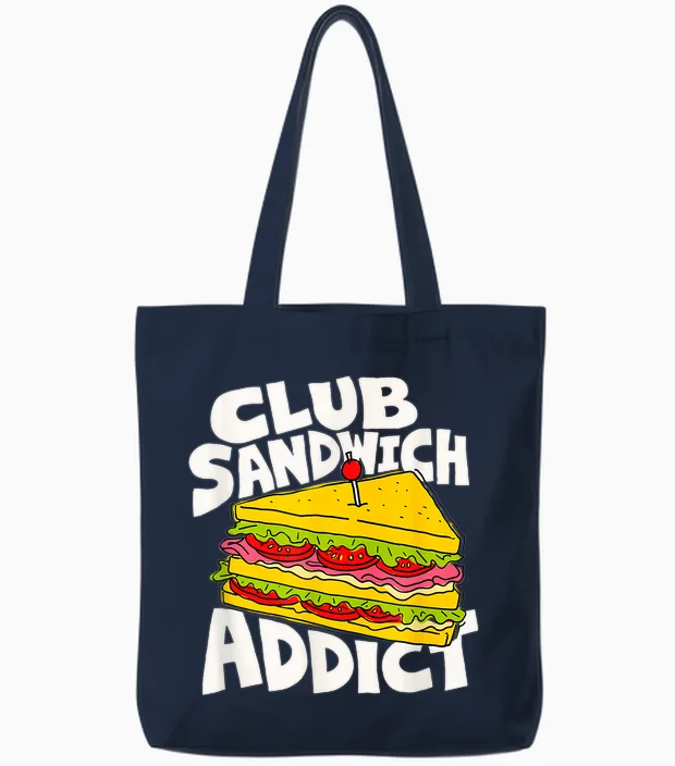 Club Sandwich Lover Retro-Grafik Tote Bags in Navy