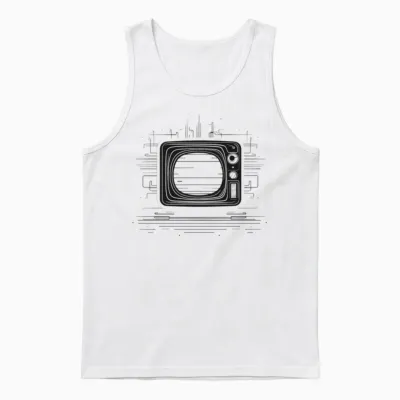 Retro Tv Drawing Unisex Tank Top - White