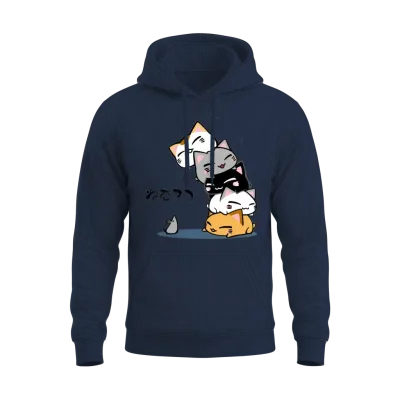 Neko Uh Oh Cute Cat Unisex Hoodie - Navy
