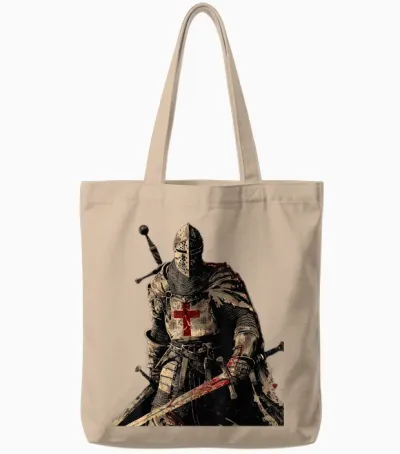 Knight Templar Christian Warrior of God Crusader Gift T-Shirt, Black, S Tote Bags - Natural