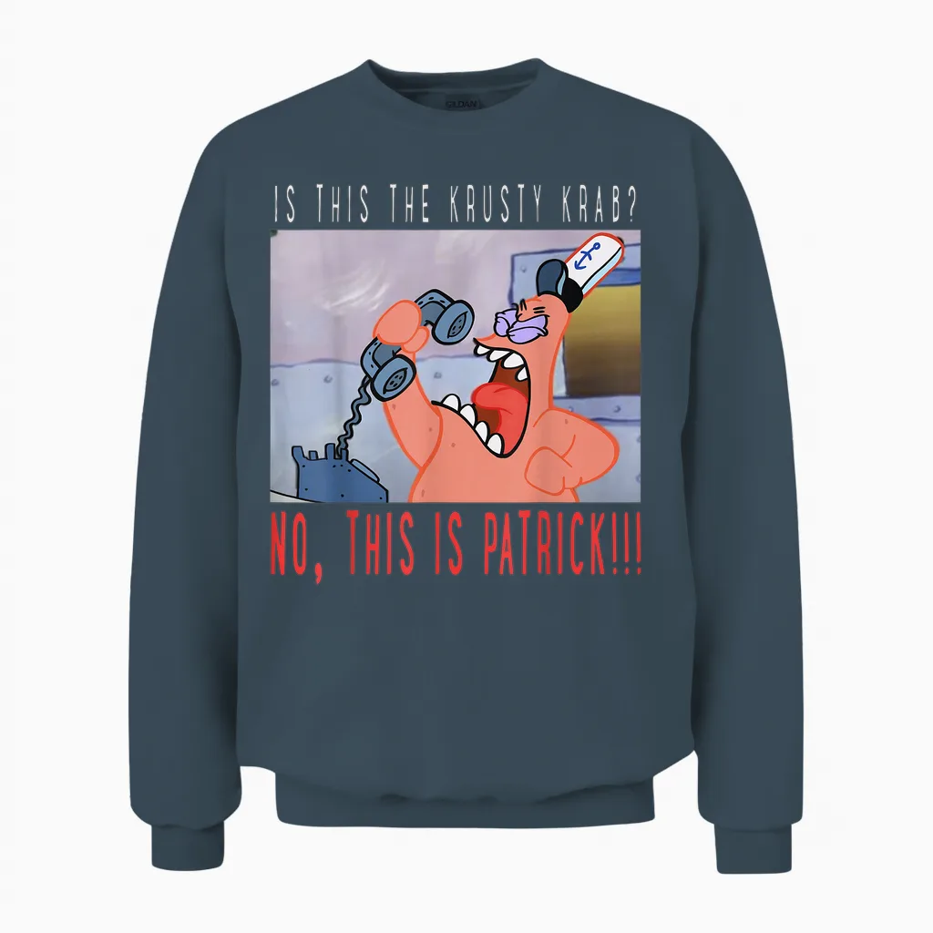 Spongebob Squarepants No This Is Patrick T-Shirt Small Unisex Sweatshirt in Dark Heather