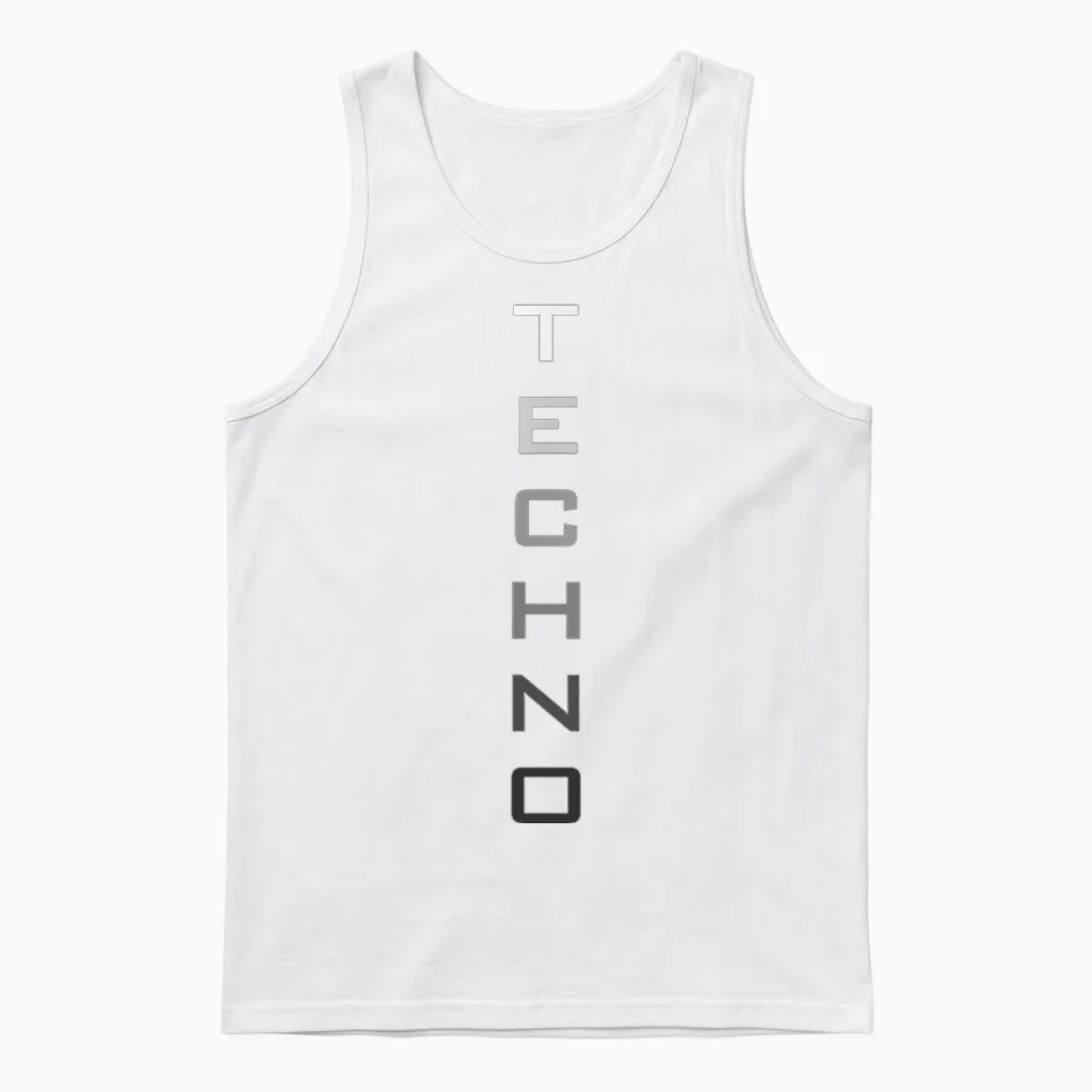 Techno Party Festival Electro Music Tekkno Rave House Trance T-Shirt, Black, S Unisex Tank Top in White