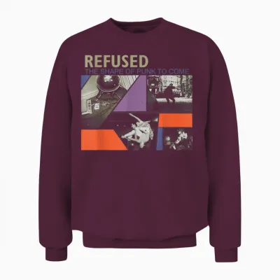 Rejected - Official Merchandise - the Shape of the Coming Punk T-Shirt, Black Unisex Sweatshirt - Maroon